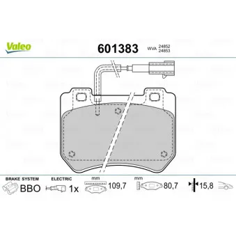 Jeu de 4 plaquettes de frein avant VALEO 601383