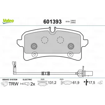 Jeu de 4 plaquettes de frein arrière VALEO 601393