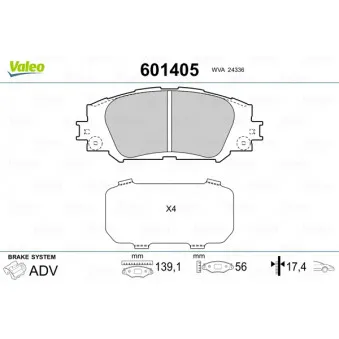 Jeu de 4 plaquettes de frein avant VALEO 601405