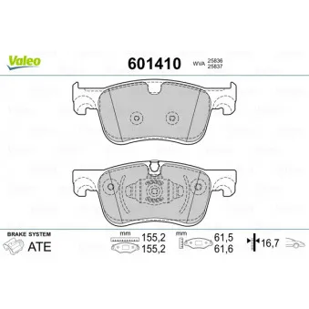 Jeu de 4 plaquettes de frein avant VALEO 601410