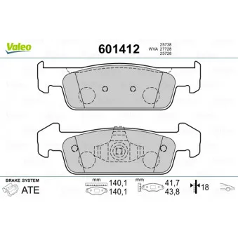 Jeu de 4 plaquettes de frein avant VALEO 601412