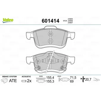 Jeu de 4 plaquettes de frein avant VALEO 601414