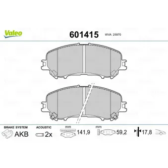 Jeu de 4 plaquettes de frein avant VALEO 601415