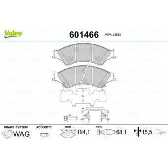 Jeu de 4 plaquettes de frein avant VALEO 601466