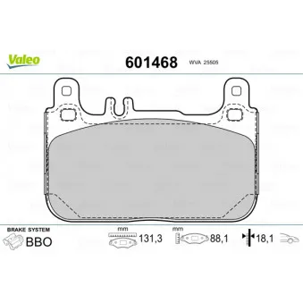 Jeu de 4 plaquettes de frein avant VALEO 601468