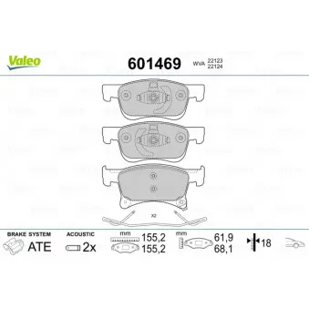 Jeu de 4 plaquettes de frein avant VALEO 601469