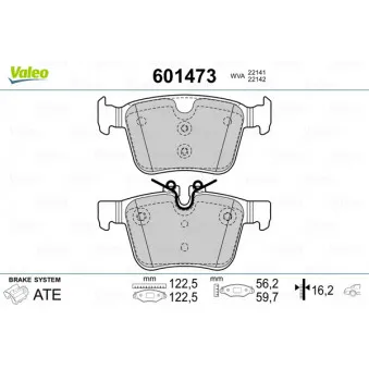 Jeu de 4 plaquettes de frein arrière VALEO 601473