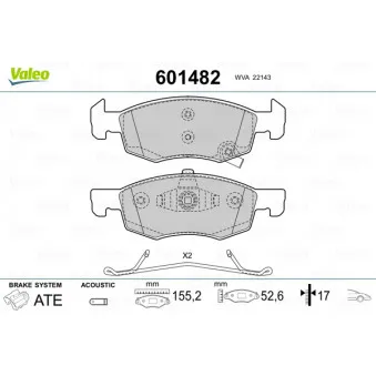 Jeu de 4 plaquettes de frein avant VALEO 601482