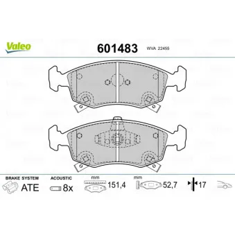 Jeu de 4 plaquettes de frein avant VALEO 601483