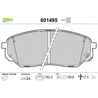 Jeu de 4 plaquettes de frein avant VALEO 601495