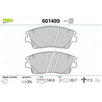 Jeu de 4 plaquettes de frein avant VALEO 601499