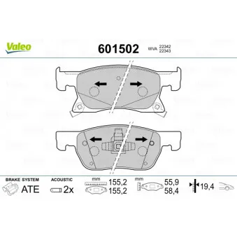 Jeu de 4 plaquettes de frein avant VALEO 601502