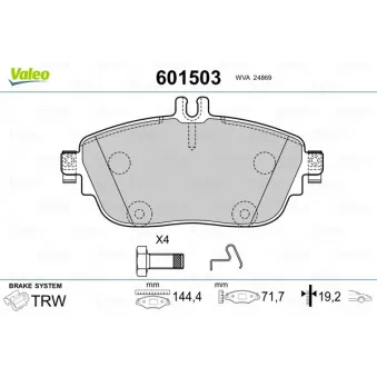 Jeu de 4 plaquettes de frein avant VALEO 601503