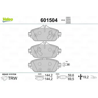 Jeu de 4 plaquettes de frein avant VALEO 601504
