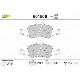 Jeu de 4 plaquettes de frein avant VALEO 601506