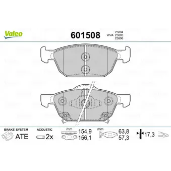 Jeu de 4 plaquettes de frein avant VALEO 601508