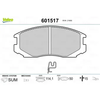 Jeu de 4 plaquettes de frein avant VALEO 601517