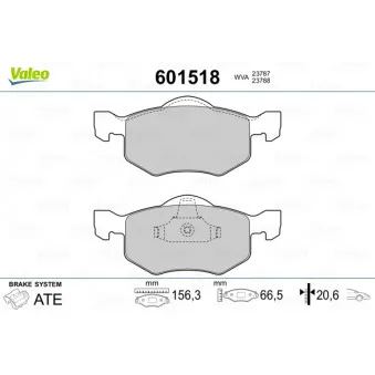 Jeu de 4 plaquettes de frein avant VALEO 601518