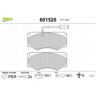 Jeu de 4 plaquettes de frein avant VALEO 601520