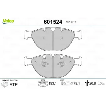 Jeu de 4 plaquettes de frein avant VALEO 601524