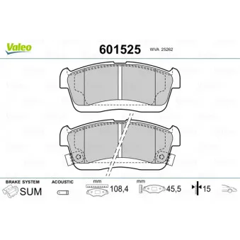 Jeu de 4 plaquettes de frein avant VALEO 601525