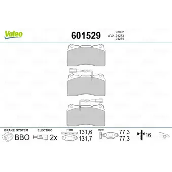 Jeu de 4 plaquettes de frein avant VALEO 601529