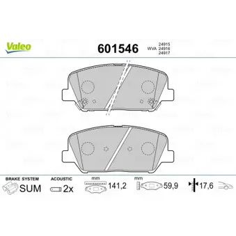 Jeu de 4 plaquettes de frein avant VALEO 601546