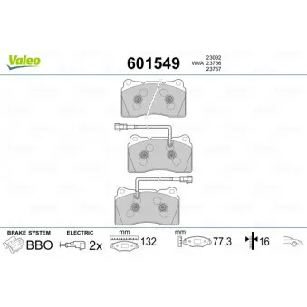 Jeu de 4 plaquettes de frein avant VALEO 601549