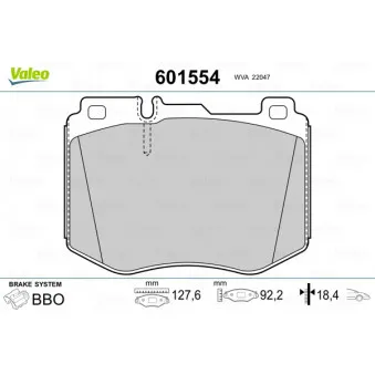 Jeu de 4 plaquettes de frein arrière VALEO 601554