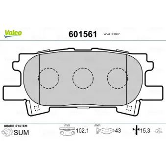 Jeu de 4 plaquettes de frein arrière VALEO 601561