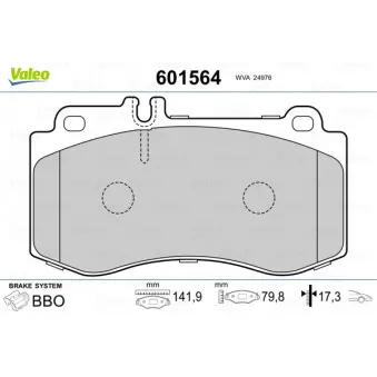 Jeu de 4 plaquettes de frein avant VALEO 601564