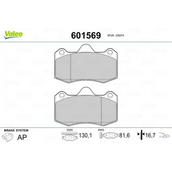 Jeu de 4 plaquettes de frein avant VALEO 601569