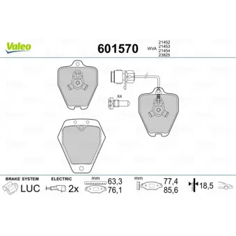 Jeu de 4 plaquettes de frein avant VALEO 601570