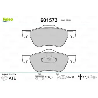 Jeu de 4 plaquettes de frein avant VALEO 601573