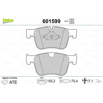 Jeu de 4 plaquettes de frein avant VALEO 601599