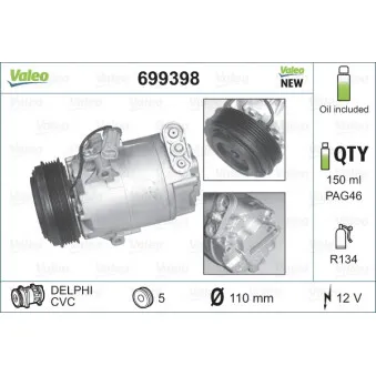 Compresseur, climatisation VALEO 699398