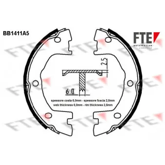 Jeu de mâchoires de frein, frein de stationnement FTE BB1411A5