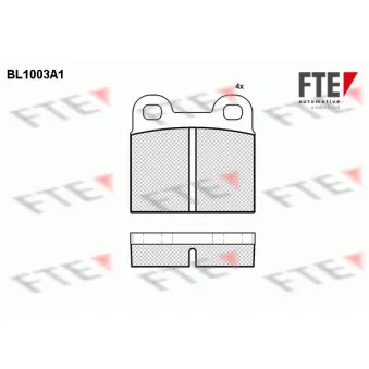 Jeu de 4 plaquettes de frein arrière FTE BL1003A1