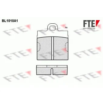 Jeu de 4 plaquettes de frein avant FTE BL1010A1