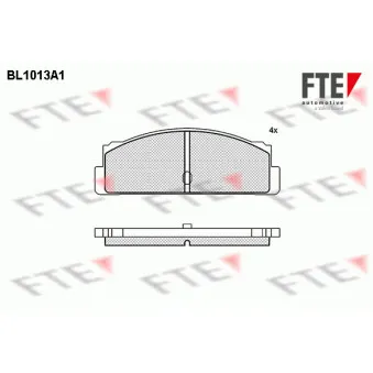 Jeu de 4 plaquettes de frein arrière FTE BL1013A1