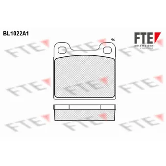 Jeu de 4 plaquettes de frein arrière FTE BL1022A1