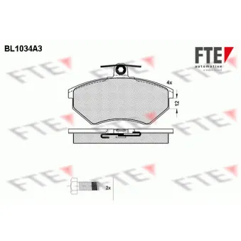 Jeu de 4 plaquettes de frein avant FTE BL1034A3