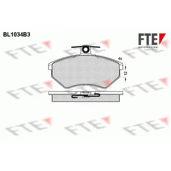 Jeu de 4 plaquettes de frein avant FTE BL1034B3