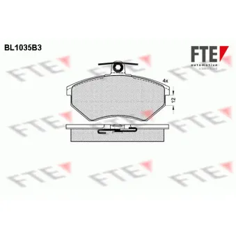 Jeu de 4 plaquettes de frein avant FTE BL1035B3