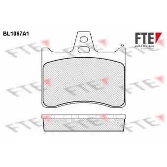 Jeu de 4 plaquettes de frein arrière FTE BL1067A1