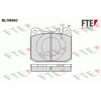 Jeu de 4 plaquettes de frein avant FTE BL1069A2