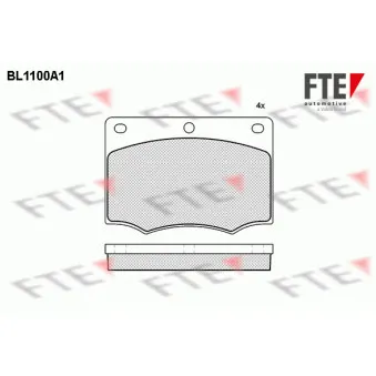 Jeu de 4 plaquettes de frein avant FTE BL1100A1