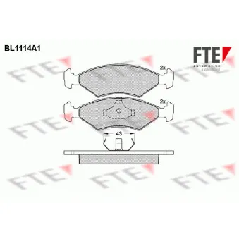 Jeu de 4 plaquettes de frein avant FTE BL1114A1
