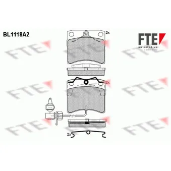 Jeu de 4 plaquettes de frein avant FTE BL1118A2