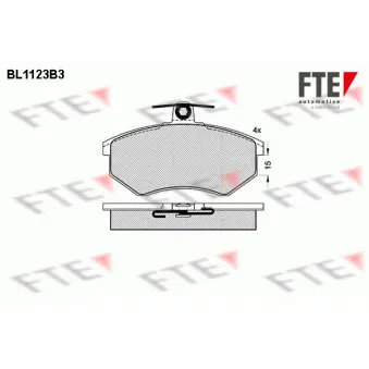 Jeu de 4 plaquettes de frein avant FTE BL1123B3